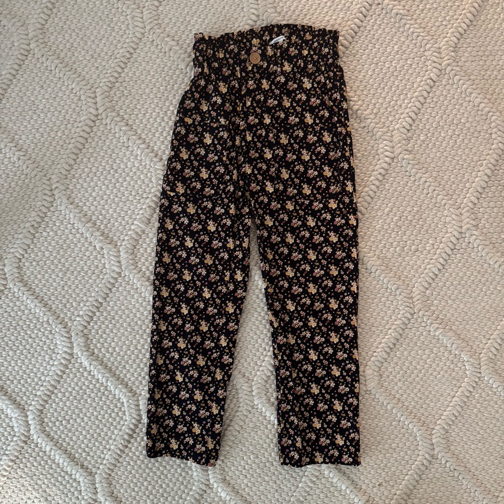 Emerson Fry Black Floral S Small Pants Corduroy High Waist Pockets